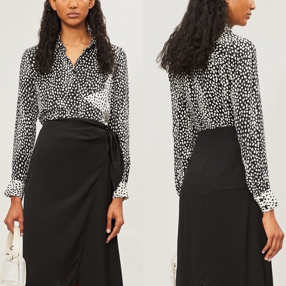 NWT Maje Size 1 / Small Cilia leopard-print crepe shirt Button Down Long Sleeves - Picture 1 of 6
